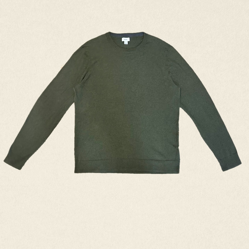 Old Navy Olive Crewneck Long Sleeve Cotton Blend Sweater